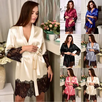 Maternity dress long sleeve lace sexy autumn and winter pajamas