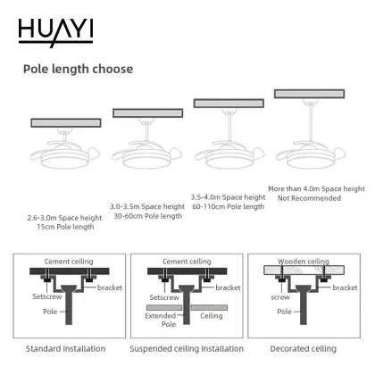 HUAYI High Performance LED Ceiling Lamp with Fan
