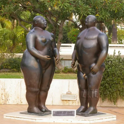 Famous abstract nude male and female sculpture bronze adam and eve statue