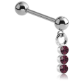 Staright Barbell med Triple-Jewelled Charm