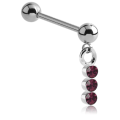 Staright Barbell dengan Charm Triple-Jeweled