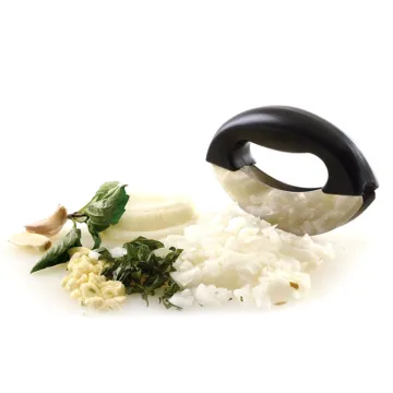 kitchen gadget tool stainless steel double blades mezzaluna vegetable salad herb chopper