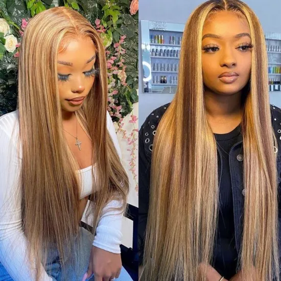 Cheap Ombre Braid Hair Vendor 100% Brazilian Virgin Human Hair Colored T Part Straight Lace Front Wig For Women