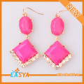 Emas kristal Pink Square Drop Grosir anting-anting.