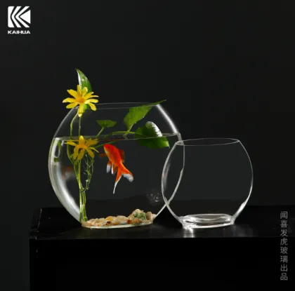 Crystal Flat Mouth Goldfish Aquarium Ornament Vase