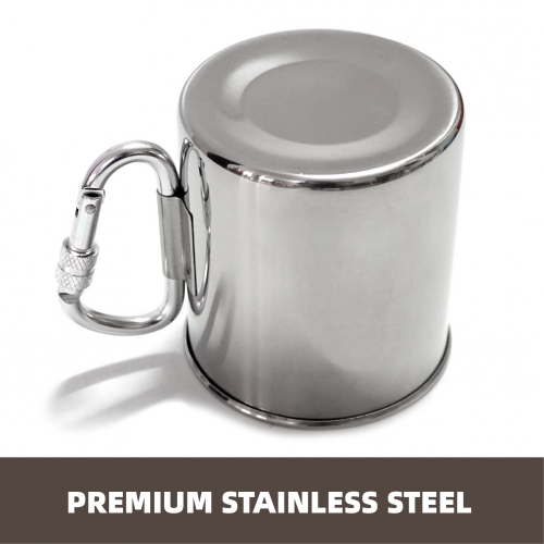 Stainless Steel Camping Travel Mug with Carabiner Handle