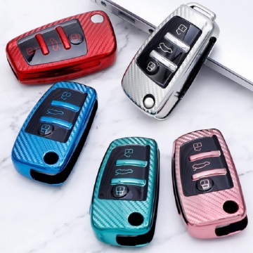 Soft TPU Carbon Car Key Cover for Audi Models