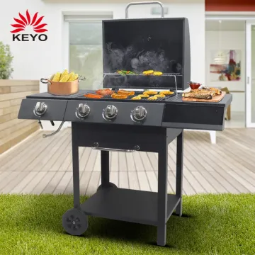 Patio barbecue 3 burners bbq trolley with side burner gas grill Auto Ignition All burner grill Outdoor smoker barbecue grill