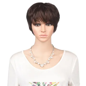 Short Human Hair Wigs For African American Women Non-Remy Brazilian Human Hair Natural Color Wigs 8" 70g Machine Human Hair Wigs
