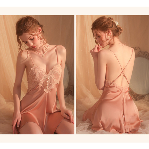 Solid Colour Lace Set New backless pajamas for women Manufactory