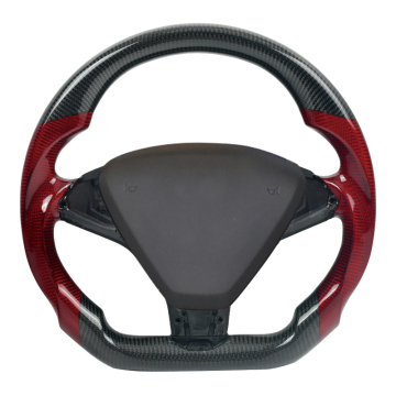 Customized Carbon Fiber White Nappa Leather Flat Bottom Steering Wheel for Tesla Model 3 2017