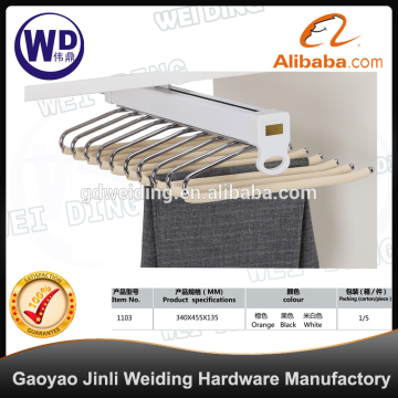 Pull out Pants clothes sliding rail hanger rack organizer aluminum chrome 1103