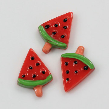 100pcs 16 * 23mm Cute Flat Back 3D Kawaii Red Watermelon Fruit Style Cabochon Resina Bead Decoração Acessórios