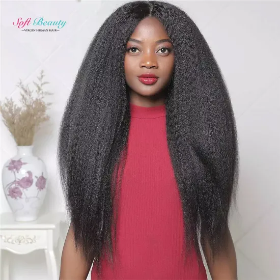 RTS Transparent Lace For Black Women 100% Kinky Straight Short and Long Lace Closure Human Hair Wigs with Baby Hair
