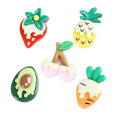 Cabujones planos de resina 3D de frutas de dibujos animados súper encantadores, manualidades de frutas de dibujos animados Kawaii para hacer joyas, centro de lazo para el cabello DIY