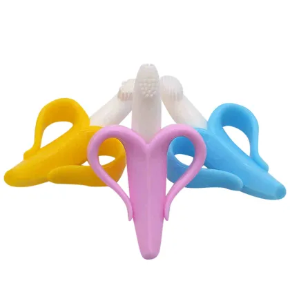 Comfortable Baby Teethers Infant Baby Boys Girls Banana Toothbrush Food Grade Silicone Teether silicon beads baby teething t3