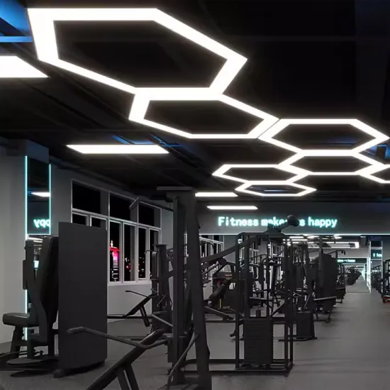 Hexagon Chandelier: Acrylic LED Hanging Lamp for Gym, Office, and Supermarket