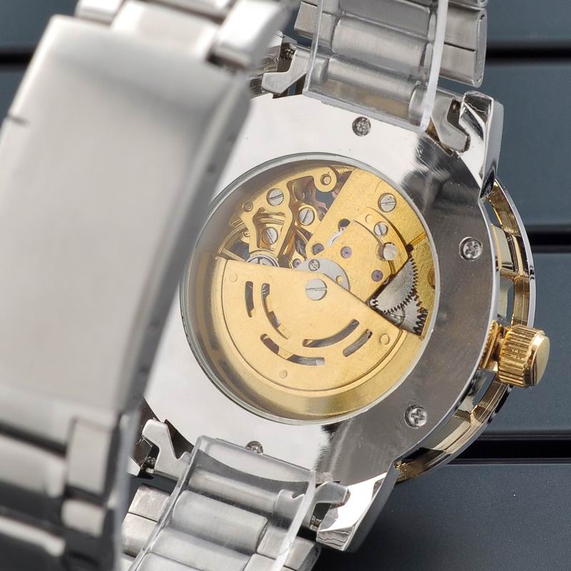 Gold case custom skeleton automatic watches men