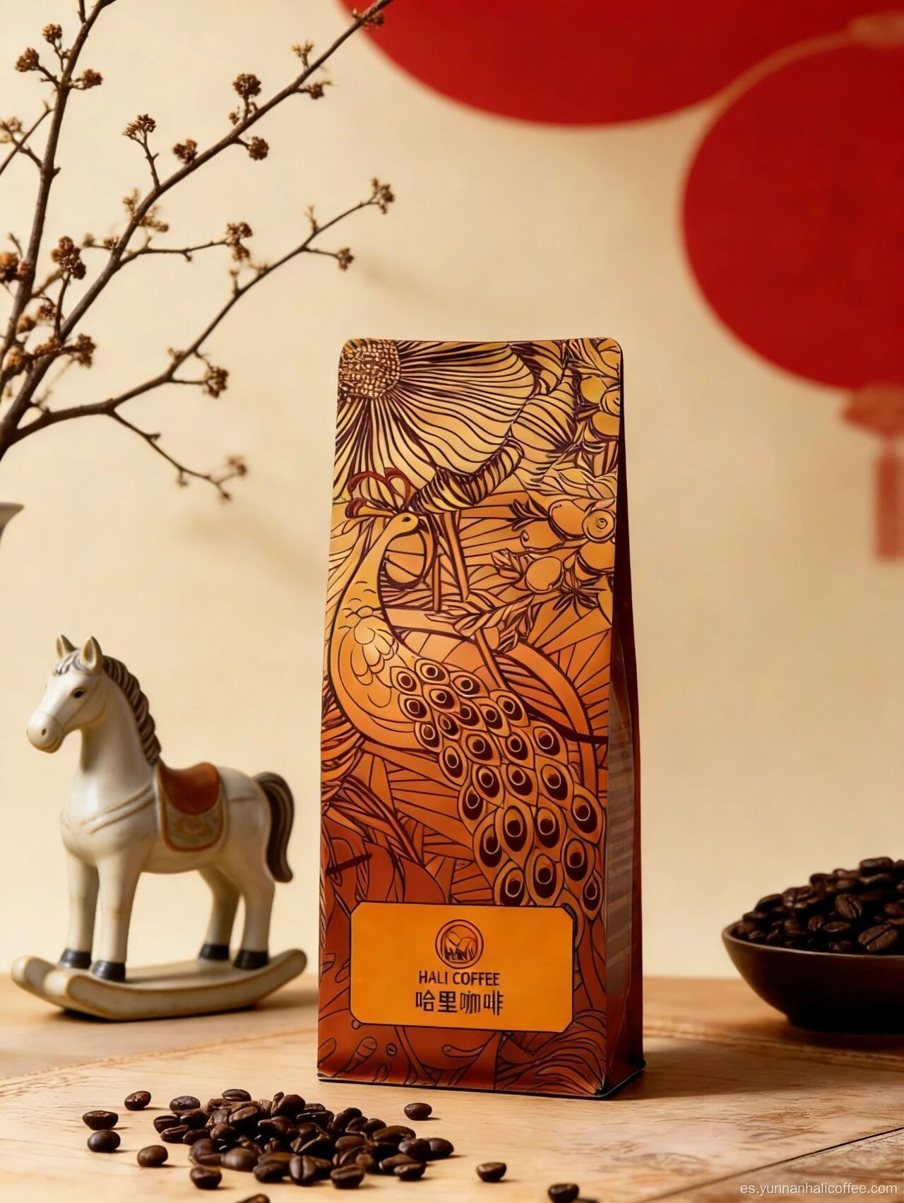 Granos de café tropicales vinosos