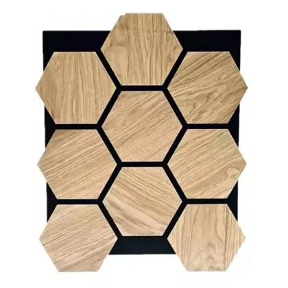 Hexagon Wooden Wall Panels Walnut Veneer Acoustic Panels