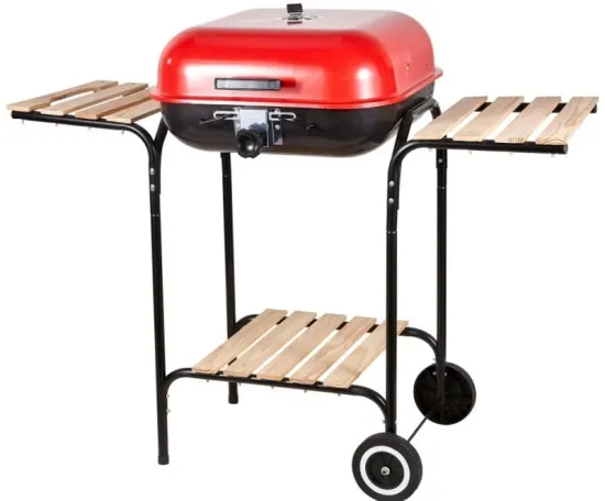 Custom Portable Vertical Square Barbecue Grill Trolley Charcoal BBQ Grill with Side Table