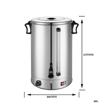 Urna tè alla caldaia per acqua calda elettrica con singolo rubinetto, 40L, acciaio inossidabile, 240V