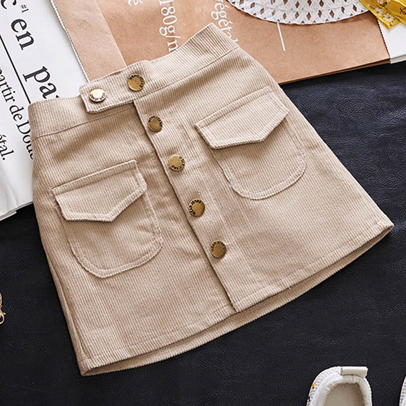 Bear Leader Girl Party Skirts New Winter Casual Girls Princess Skirt Autumn Corduroy Children Button Skirt Kids Baby Skirts 3 7Y