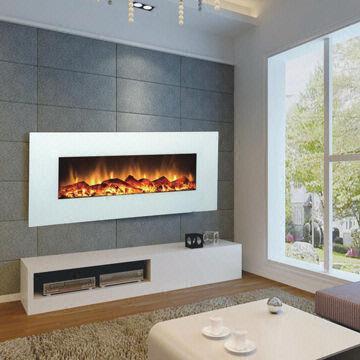 Modern Wall-mounted Electric Fireplace with White Color