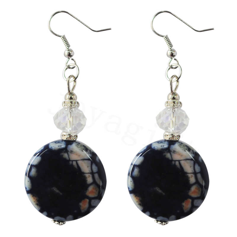 Boucle d&#39;oreille en agate avec pierre naturelle