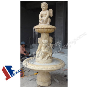Carved red marble fountain with angel carvings, fountain with cherubs
