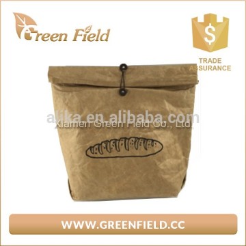 Portable Folding Washable Brown Tyvek Paper Insulated Lunch Cooler Bag