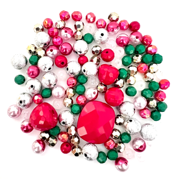 Assorted red acrylic christmas plastic beads ornaments