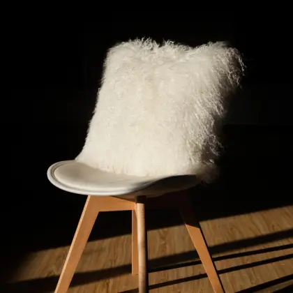 Lamb Fur Pillow Double Sided Fur Snow White