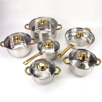 Stainless Steel Cookware Set With Handles And Lid