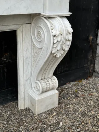 Napoleon III Style White Marble Fireplace Mantel