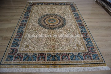 traditional classic design turkey carpet hand-knotted silk carpets, golden flower iranian turkish design silk carpets