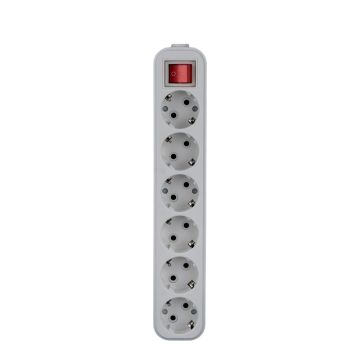 6 Way 6 Gang AC Electrical Extension Power Sockets with Grounding - Home Use
