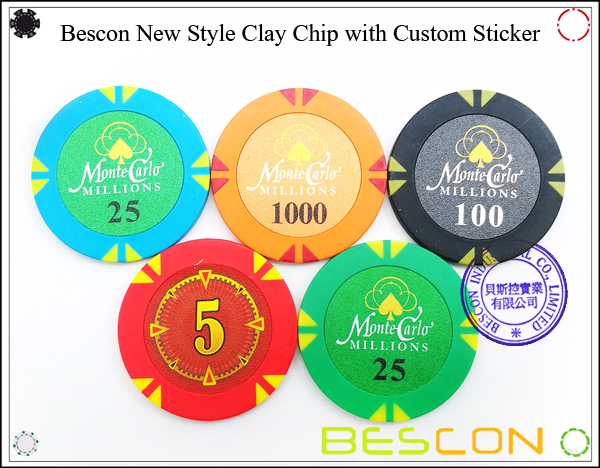 Bescon New Style Clay Chip with Custom Sticker