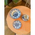 Retro green polka dot yellow tire porcelain