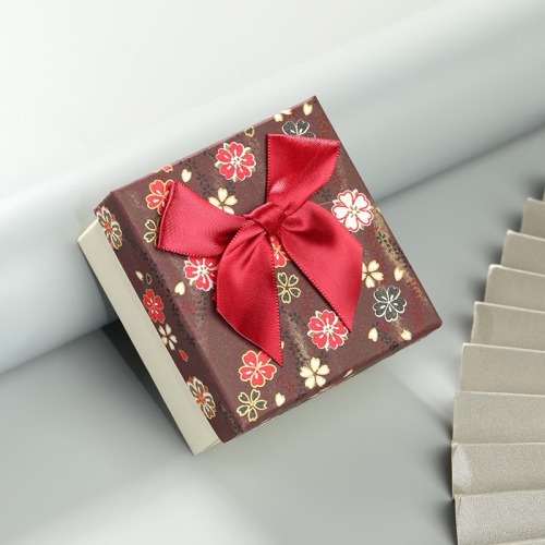Floral Multicolor butterfly Ribbon Square Gift Watch Box