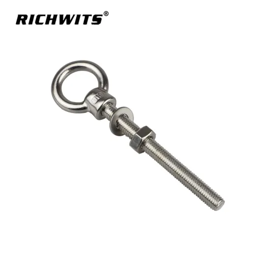 factory price stainless steel rigging hardware welded long eye bolt with washer and nut