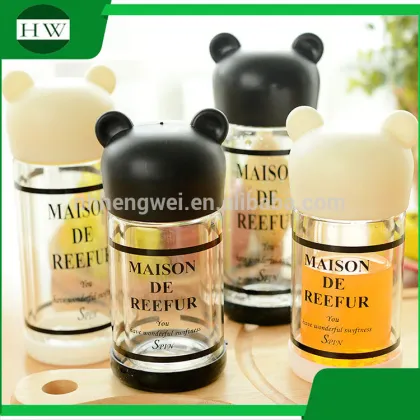 portable double wall MAISON DE REEFUR cartoon bear glass drinking juice milk water bottle mug cup