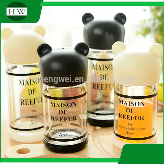portable double wall MAISON DE REEFUR cartoon bear glass drinking juice milk water bottle mug cup