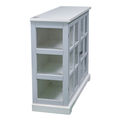 Wood Display Cabinet With Glass Doors