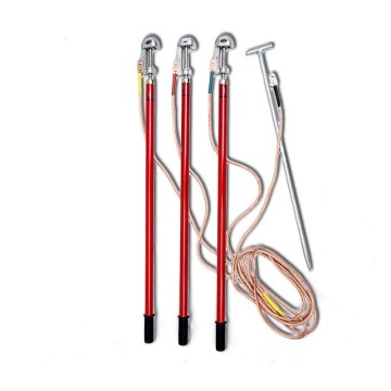Portable Voltage Security Tools: Fiberglass Ground Rod Set with Earth Clamp and Copper Wire
