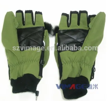 Genuine leather battery heated mitts gloves