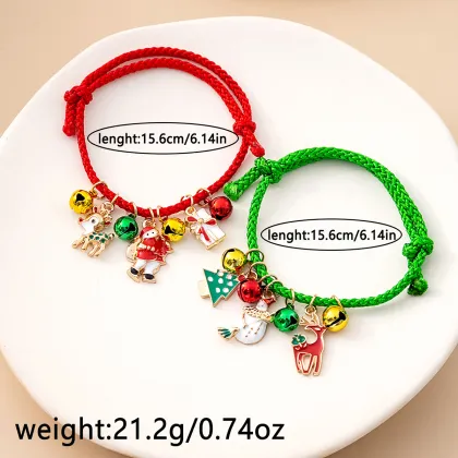 Christmas Themed Bracelet with Tree, Antler, Snowman, Bell, and Elk Charms