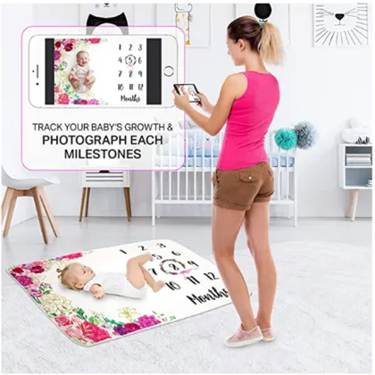 Hot Sale Printing Fleece milestone baby blanket Swaddle Milestone Blanket Photography Props