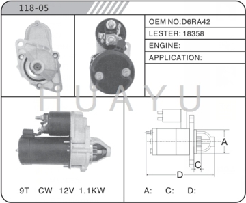 12V REBULIT PEUGEOT STARTER MOTOR 18358