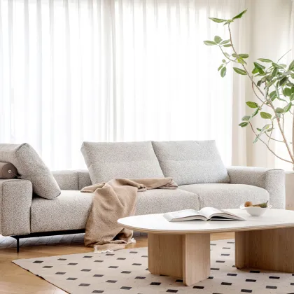 Flat White Fabric Sofa